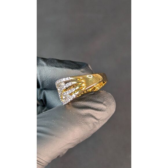 Danbury Mint Five Carat Kiss Ring Size 10 Gold 18k Plated 75 Diamonisse Gemstone - Picture 6 of 11